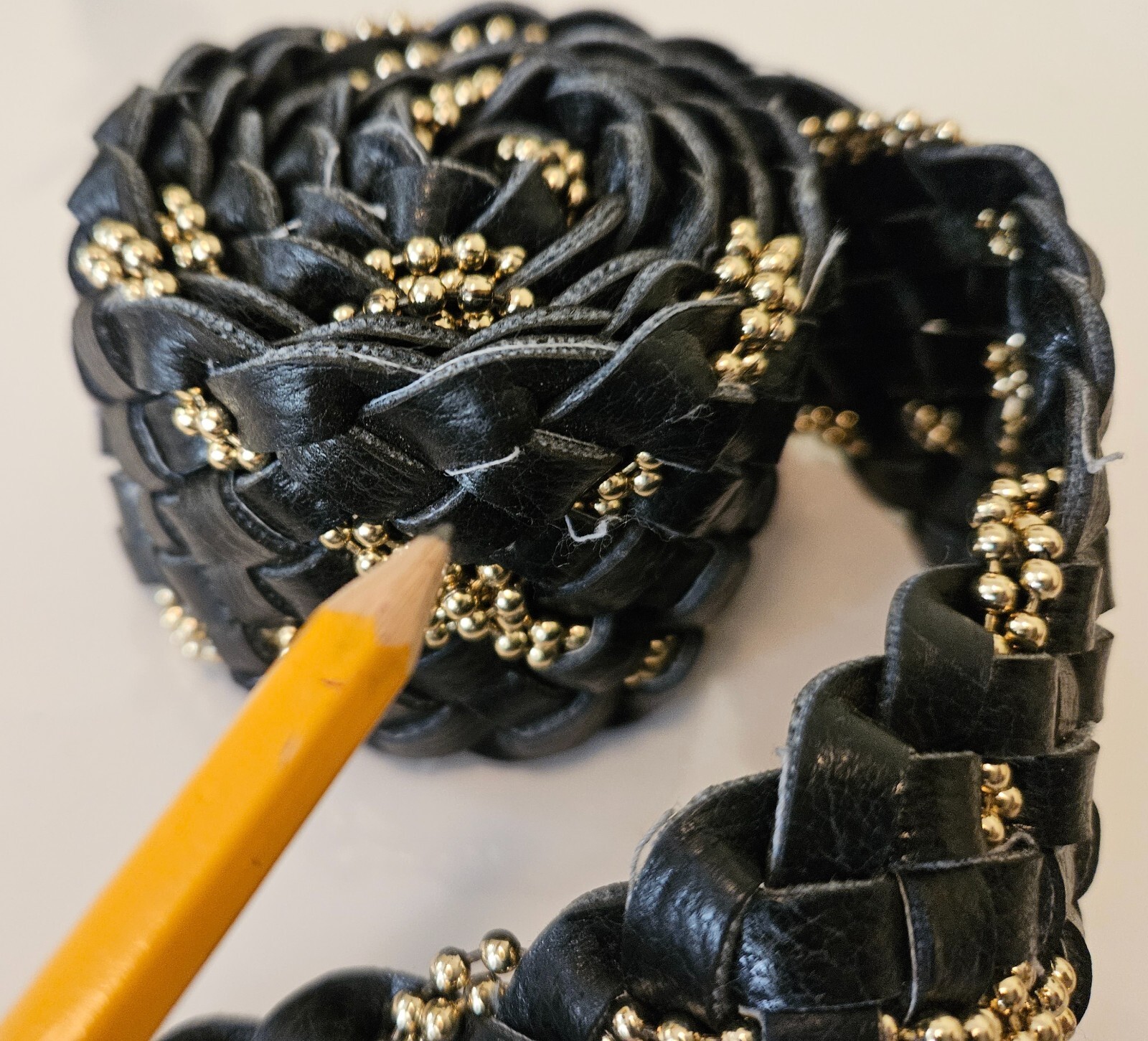 Kathy Van Zeeland Belt Black Woven Bead Man Made Material Design Large