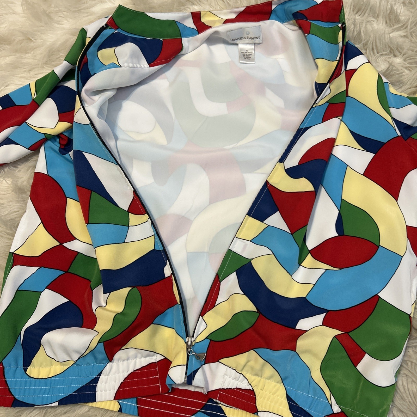 Colorful 90’s Bold Zip Up Lightweight Jacket Bomber Hip Hop Medium