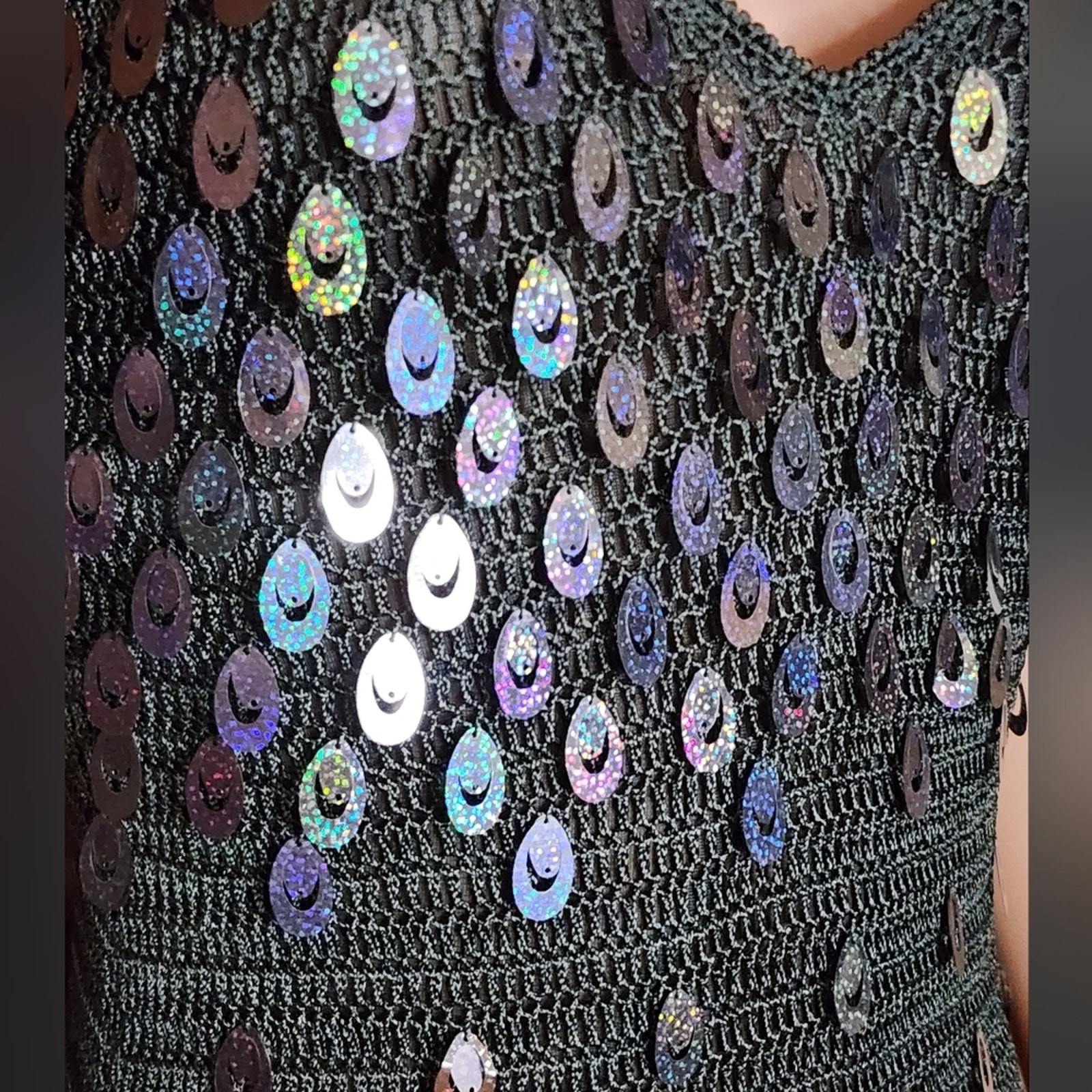 GORGEOUS Morgan de Toi Vintage Y2K Sequin Knit Crochet Dress