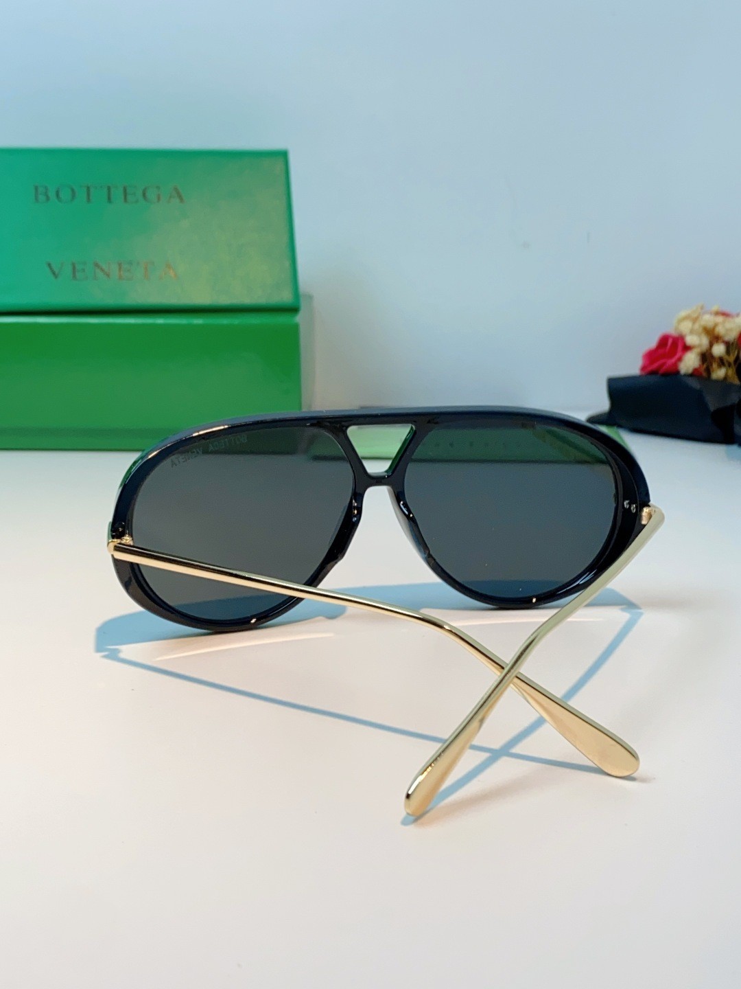 Bottega Veneta BV1324S Double-Bridge Aviator Series – Size 60□16-140