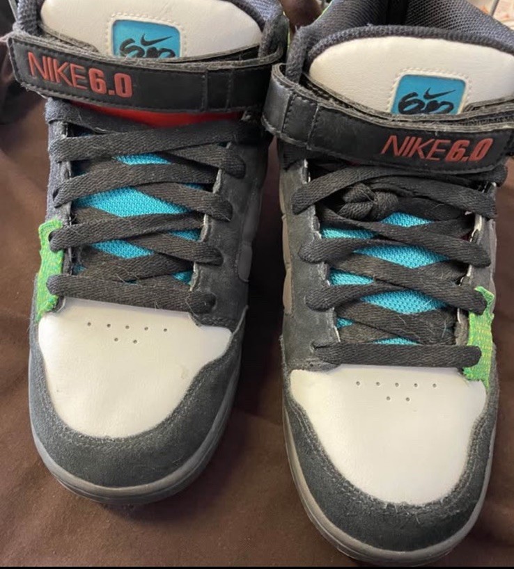 NIKE 6.0 Air Mogan Mid Black White Green Blue Sneaker Mid Top 318466-151