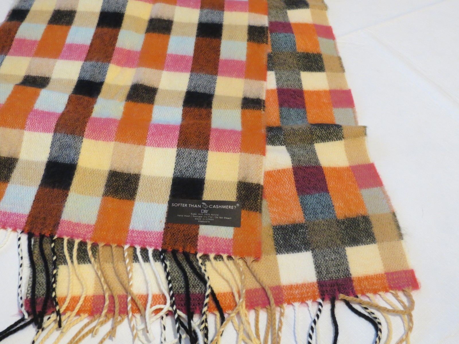 Softer Than Cashmere ? D&Y scarf neck wrap fringe women’s 70 in 12 1/2 in