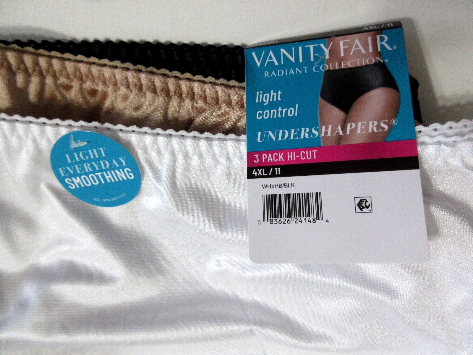 Vanity Fair Radiant 3-Pairs HI-CUT Brief Panties Nylon white black Plus ~ 4XL/11