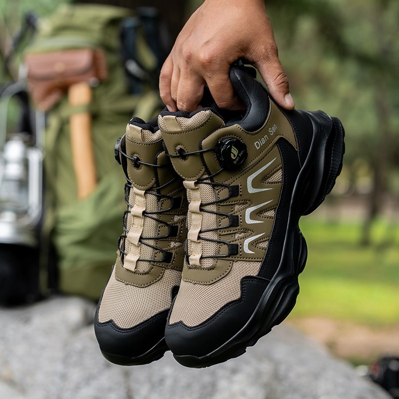 Men Comfortable Work Boots Rotary Buckle Safety Shoes Anti shock Steel toe shoes