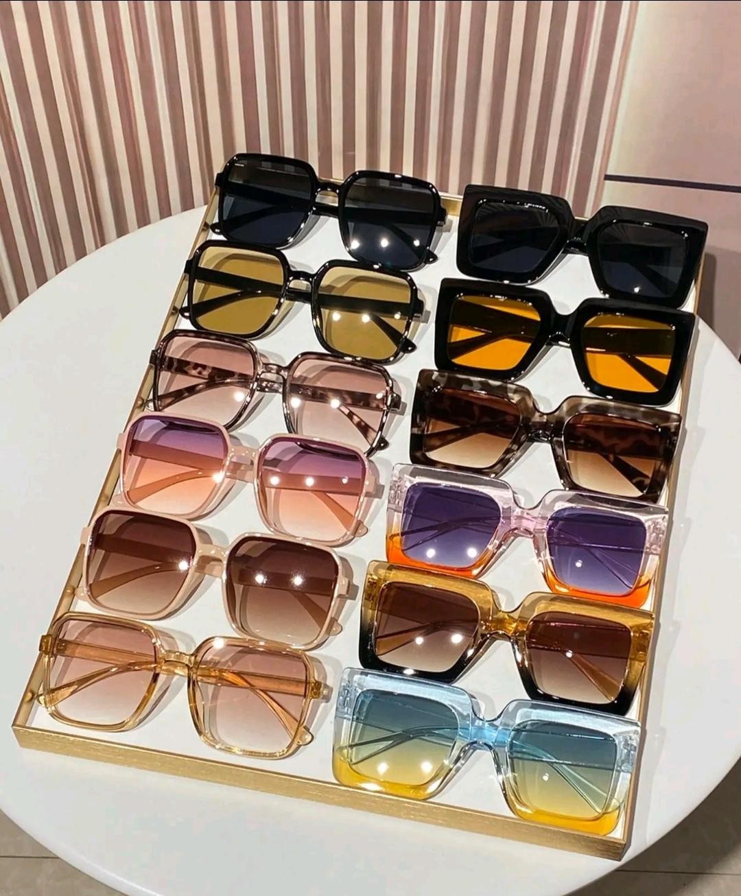 New Fashion Trendy Colorful Square Retro Casual Sunglasses 12pcs Lot