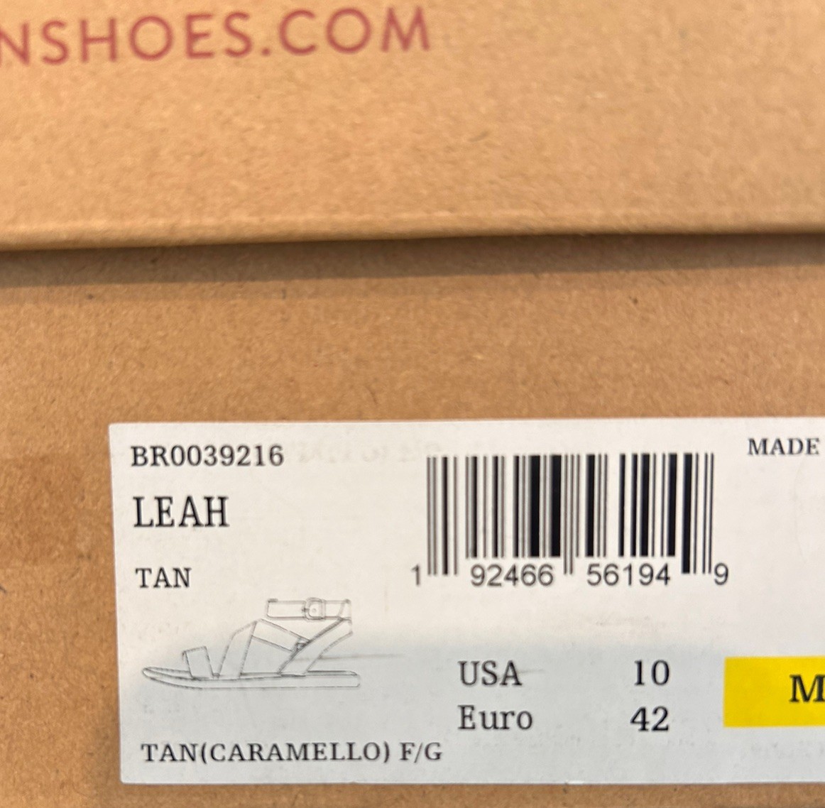 Born Leah Leather Strappy OPEN-TOE FLATS SANDALS 10 M, Tan w/box