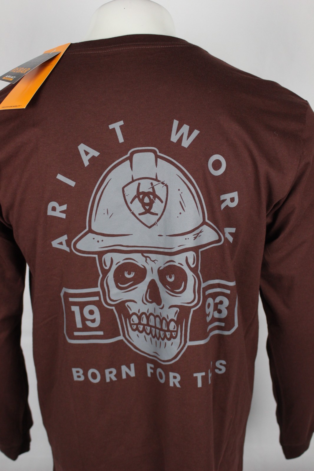 Ariat Men’s Rebar Cotton Strong Hardhead Pocket T Shirt Long Sleeve Bitter Choco