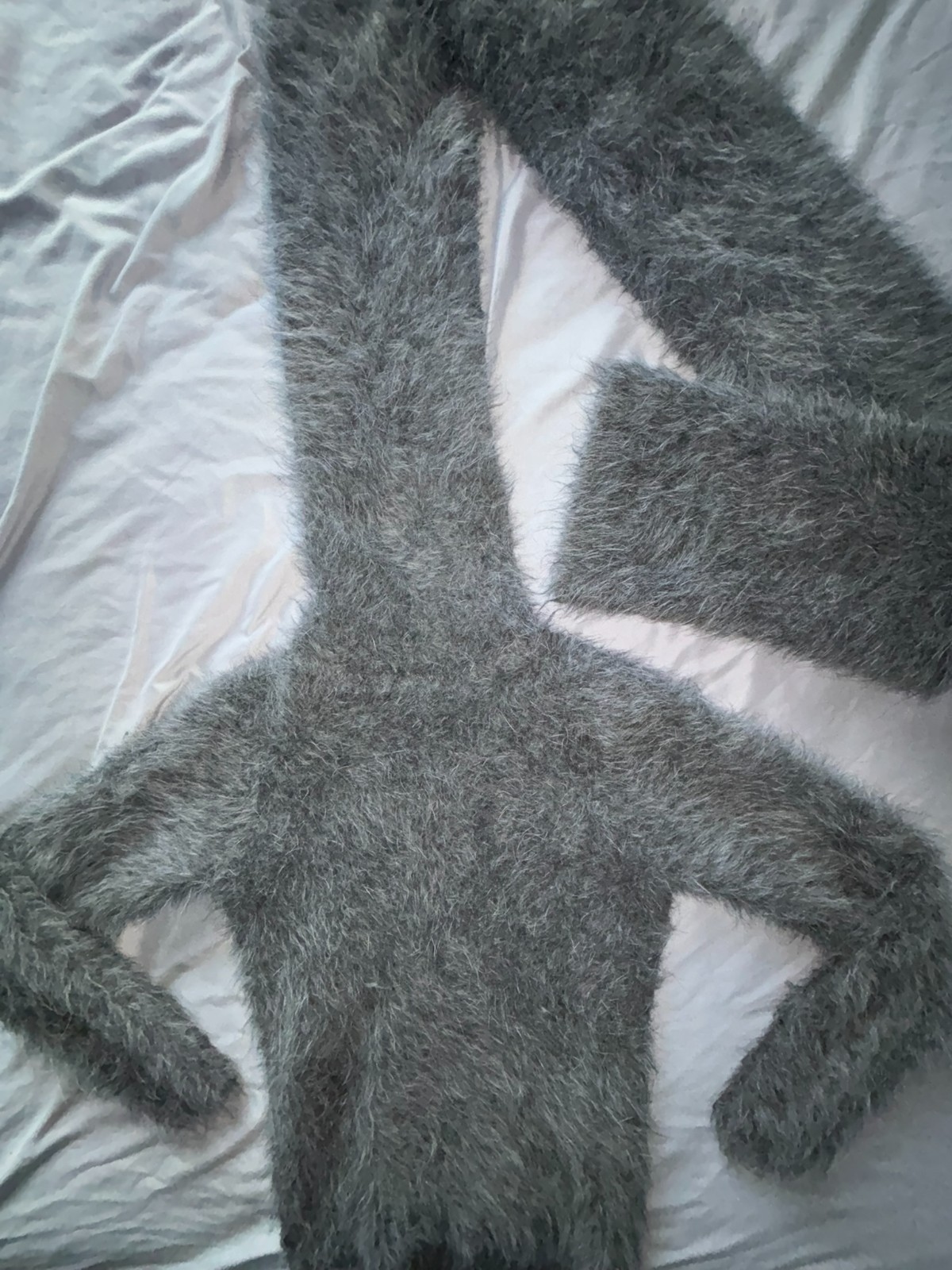 Fuzzy Fluffy Furry Gray Angora SweaterKitten 200cm Turtleneck Sweater Dress