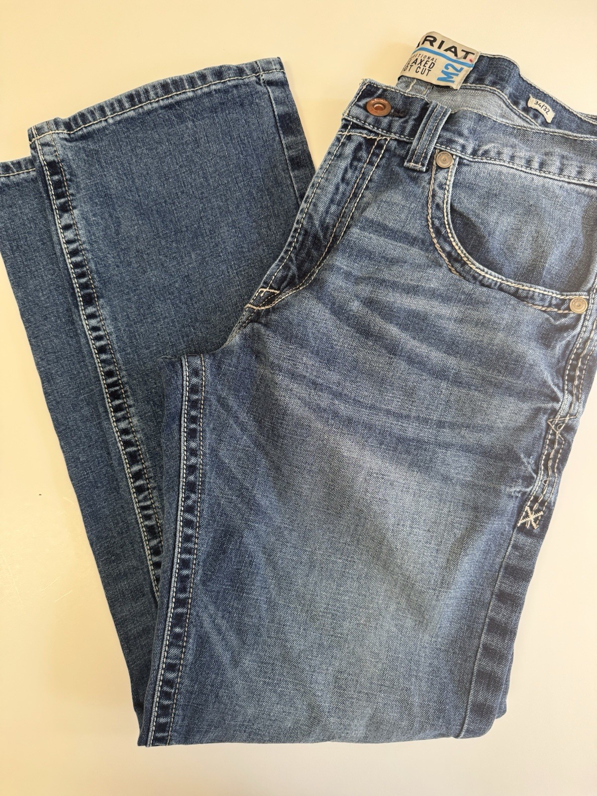 NWOT! Ariat M2 Relaxed Boot Cut Jeans Mens 34×32 Medium Wash Western Denim