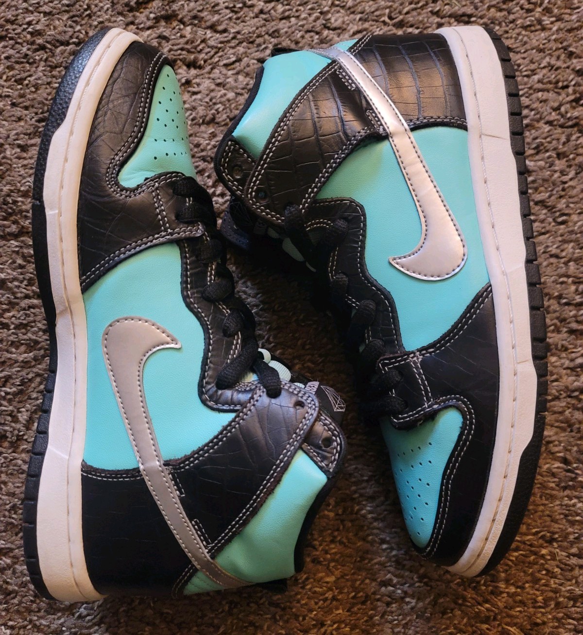 Nike SB Dunk High Premium PRM Tiffany Diamond Supply Co Aqua/Chrome-Black Size 8