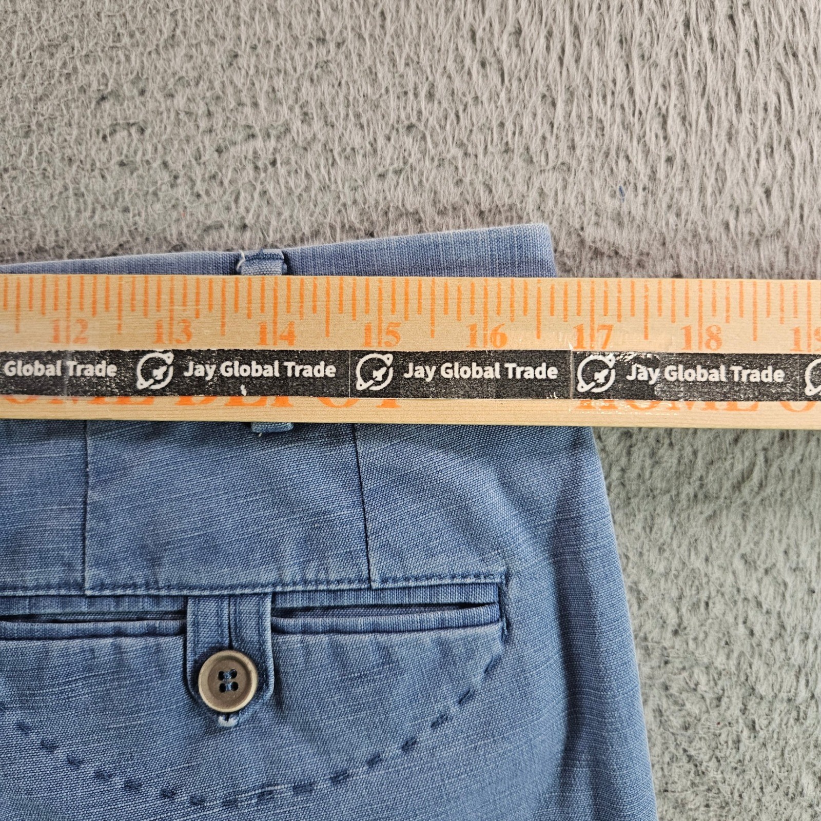 Hiltl Darby-So Mens Blue Cotton Linen Blend Trousers Made in Germany 33×31