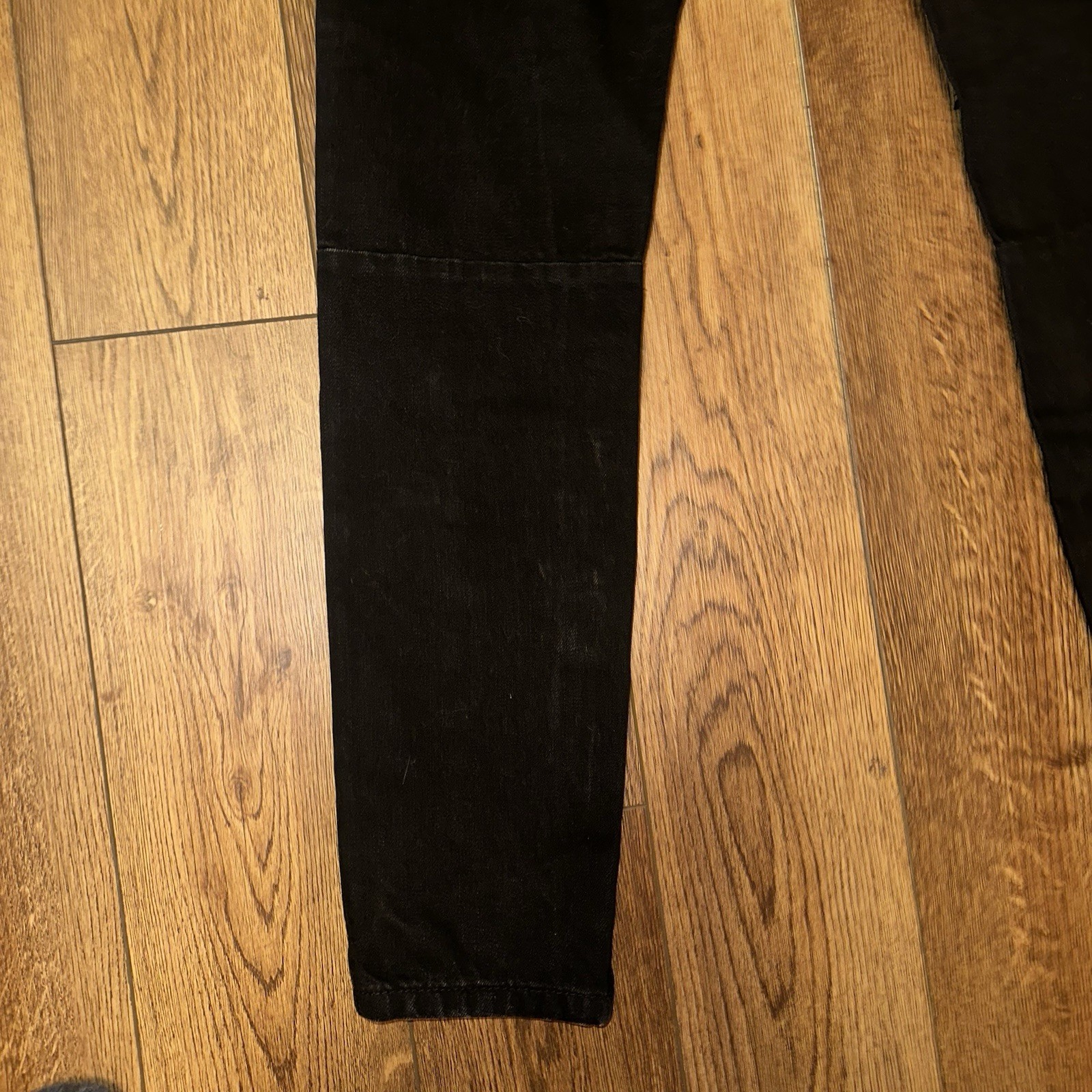 MNML- Mens 34×34 Jeans Button Fly Slim Taper Ankle Zip Distressed Knee Grunge