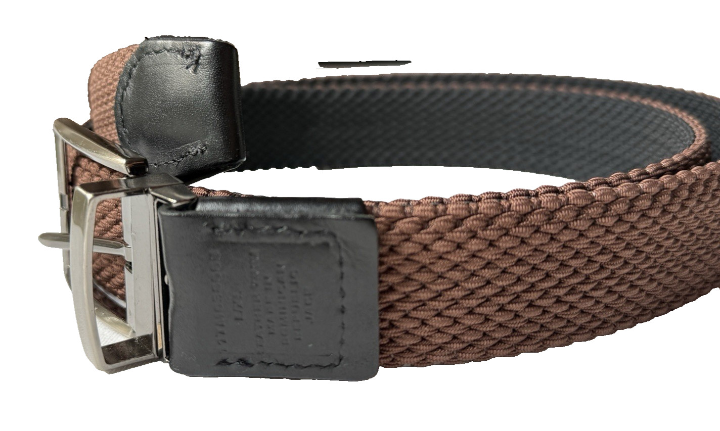 Tommy Bahama Mens Stretch Braided Reversible Belt Brown/Black L/XL Silver Buckle