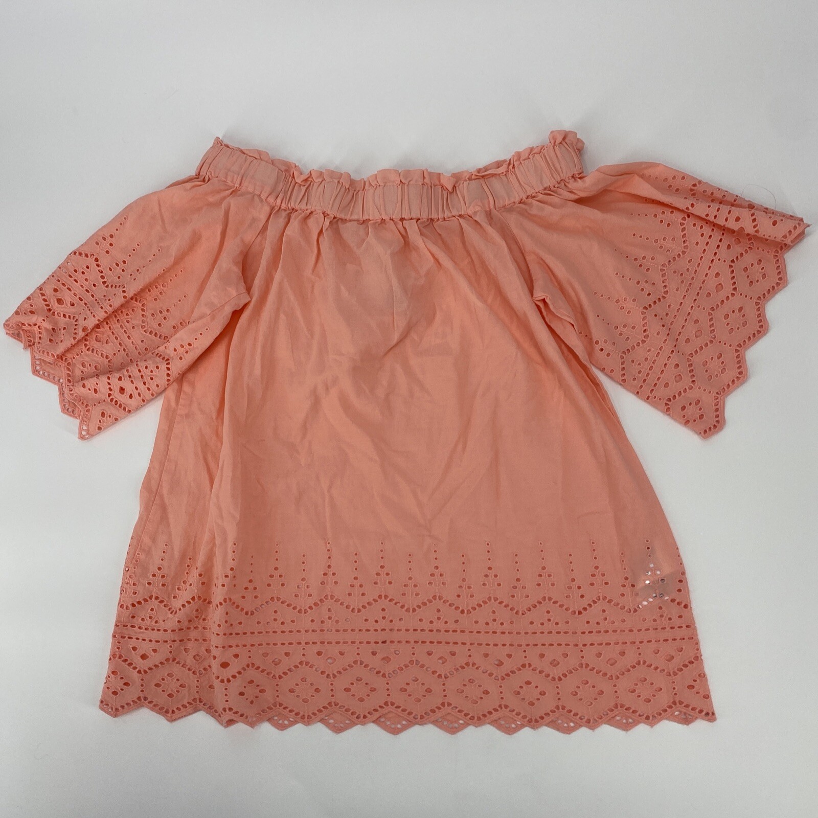 H&M Blouse Women’s 6 Off The Shoulder Top Peach Eyelet NWT