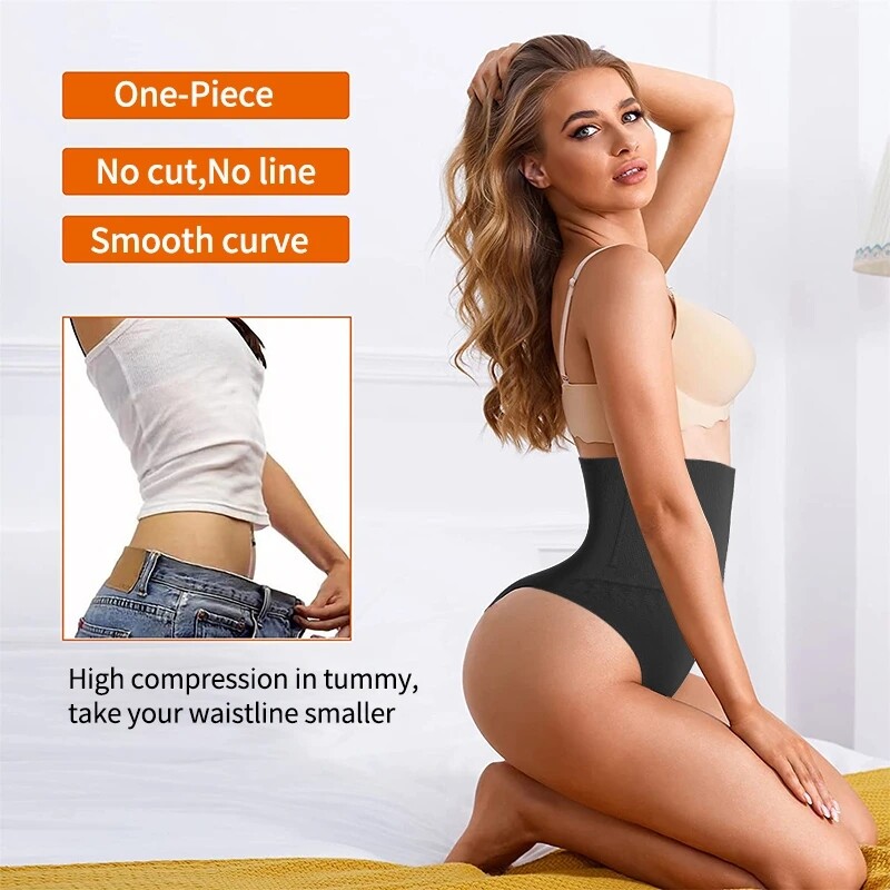 2 Pack Women High Waist Tummy Control Thong Butt Lifter Body Shaper Sexy Shorts