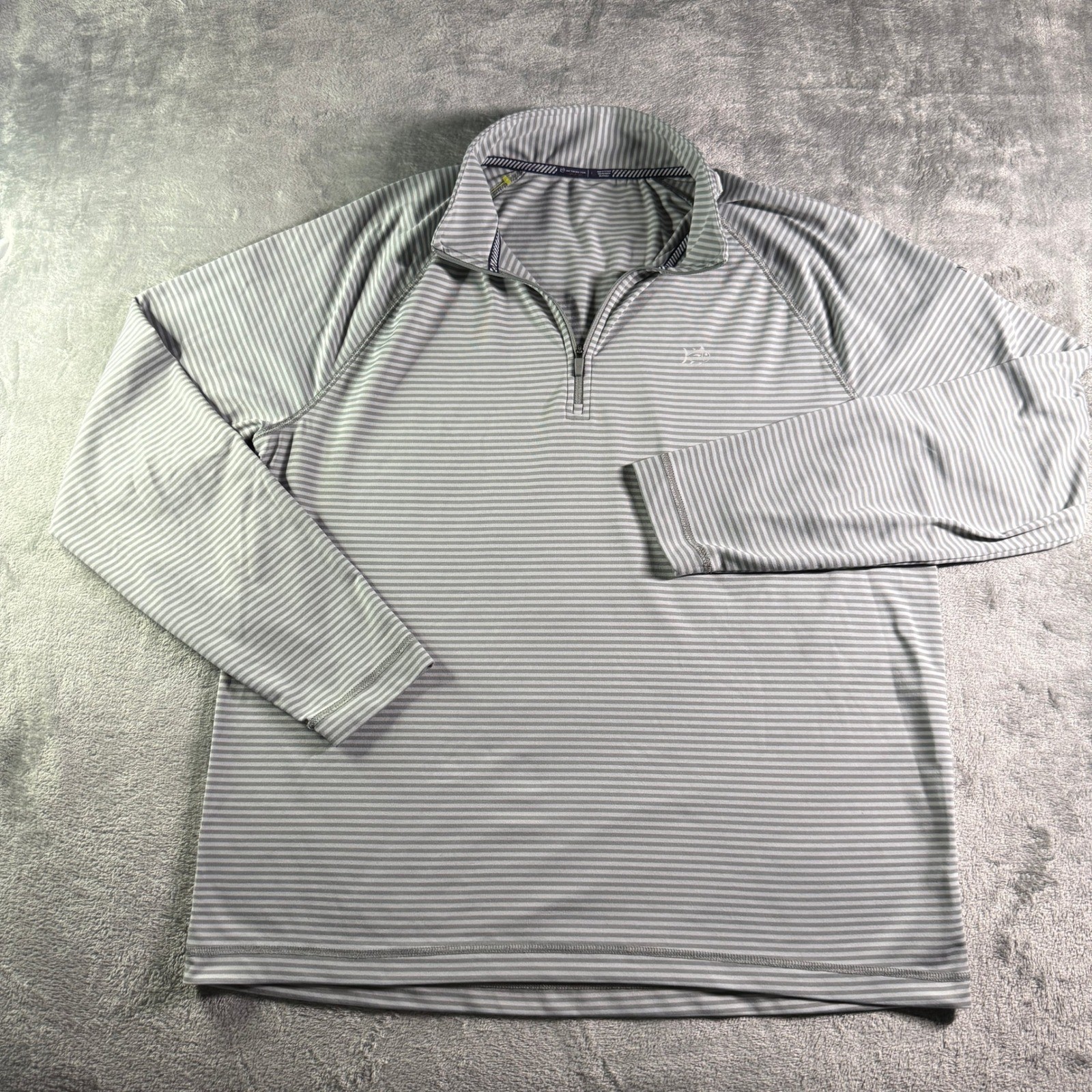 Southern Tide Striped Performance North Stone CC 1/4 Zip Pullover Mens Lrg