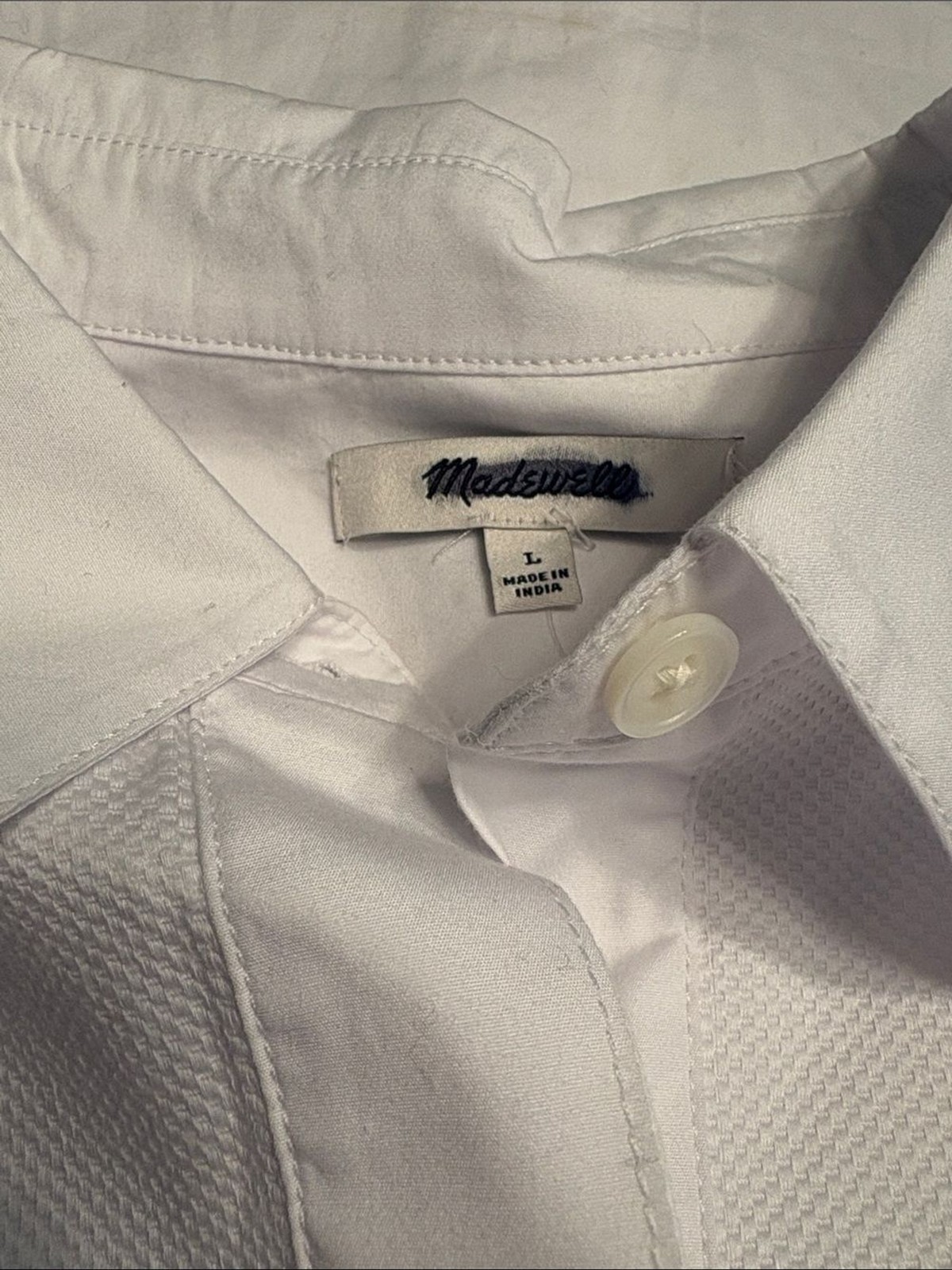 Madewell women’s Straight-Hem Tuxedo Shirt long sleeve white Size L NWT