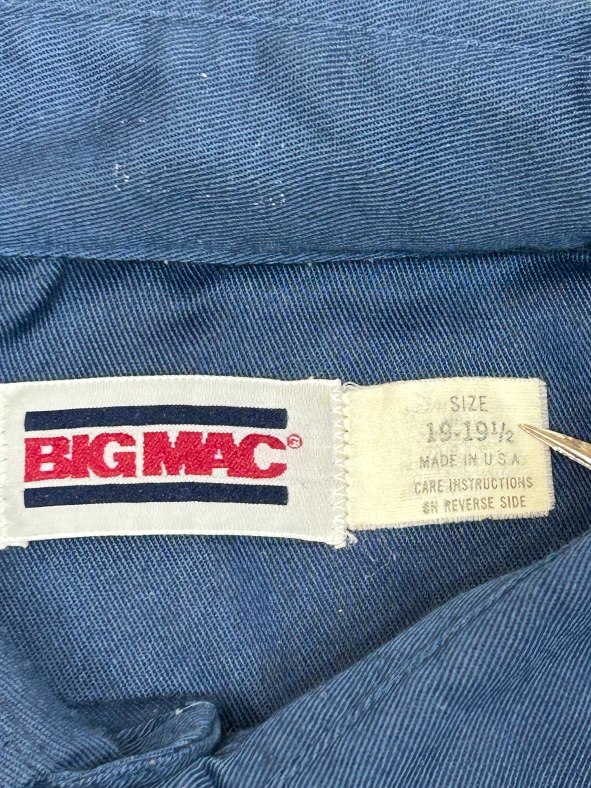 Vintage Big Mac Work Button Shirt Men’s XXL (19-19.5) Navy Blue Canvas Workwear