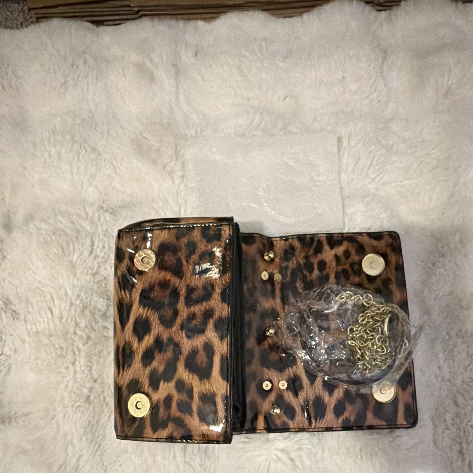 Dolce & Gabbana Leopard Print Mini Crossbody Bag Gold Chain Strap DG Logo
