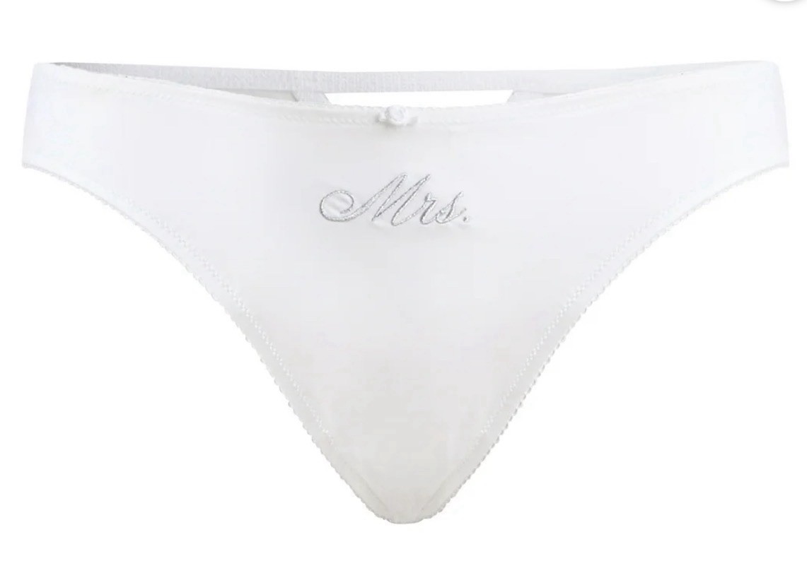 Joyspun White & Blue Satiny Soft Bridal Cheeky Panty Set XS, M, L, XL, 2XL, 3XL