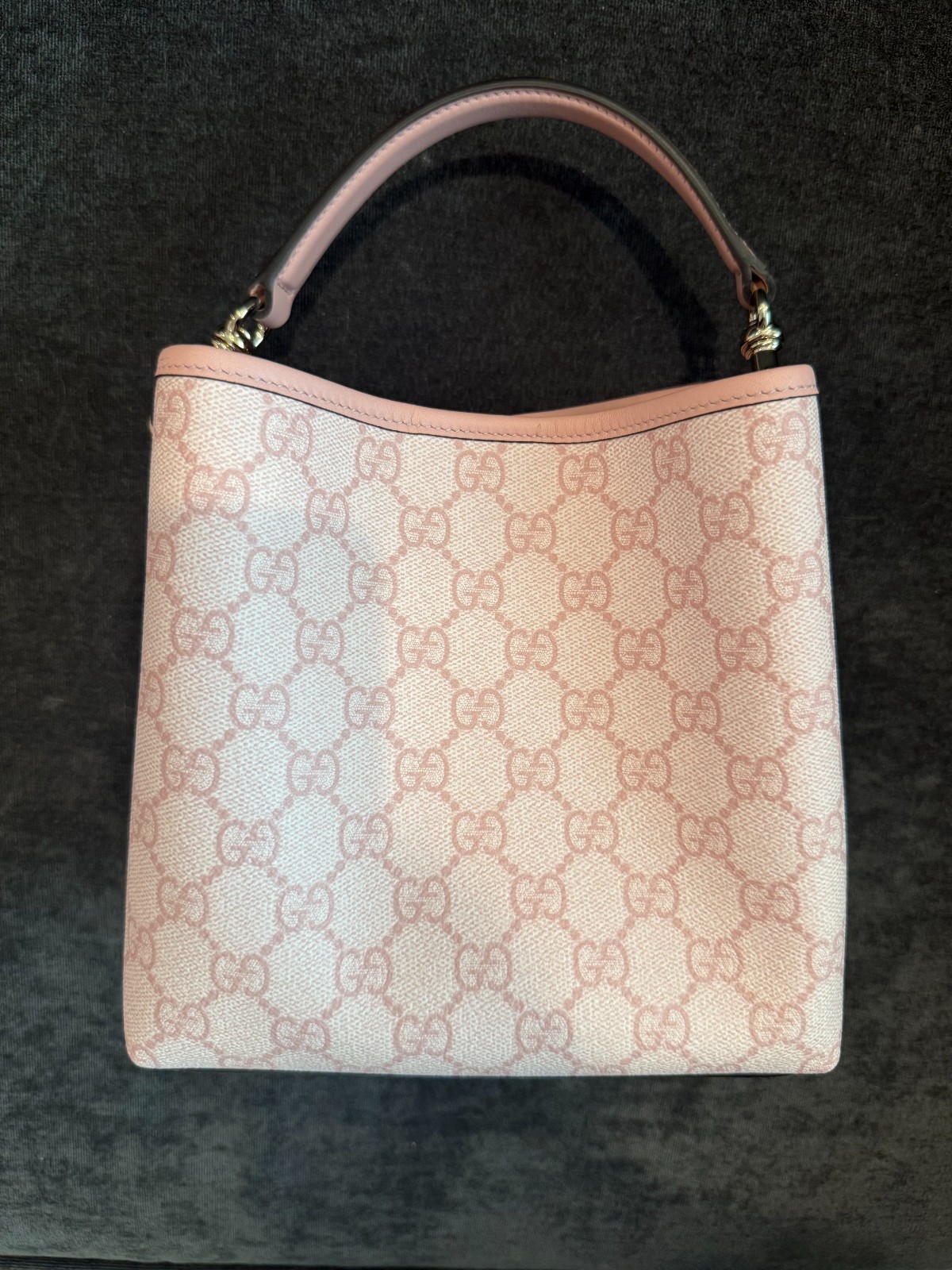 Gucci GG Emblem Small Bucket Bag Light Pink with Original Dust Bag & Box