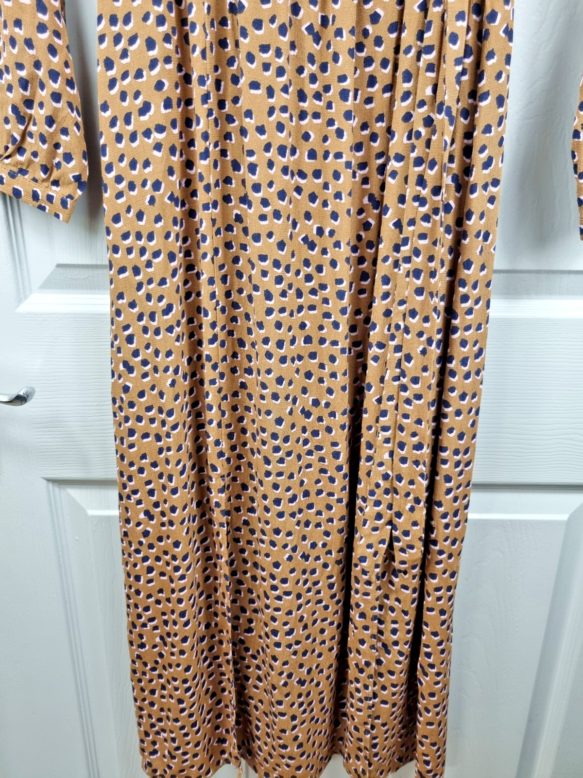 Joules Chloe Fixed Wrap Dress Mocha Leopard Print Midi Length V Neck Uk 12