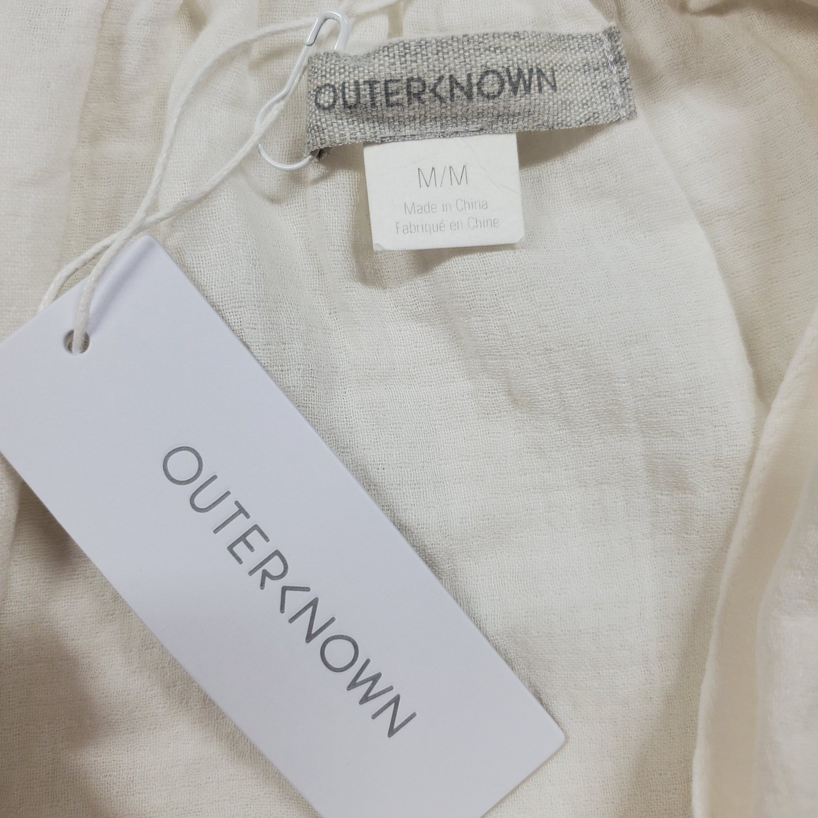 Outerknown Oasis Top Womens Medium White Bows Organic Cotton Boho Beach Coastal