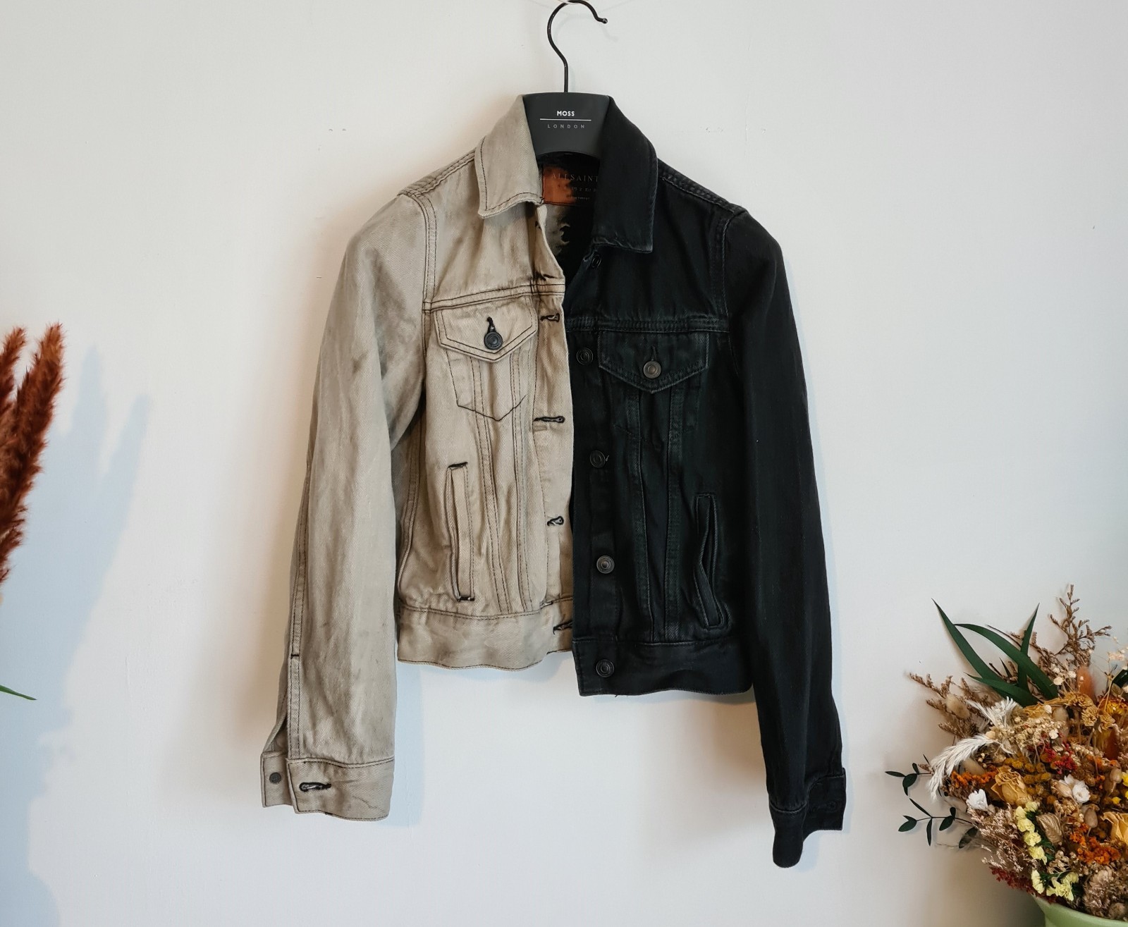 Bleach Dyed Woman’s All Saints Denim Jacket – Half/Half Style – Size (XS – 6)