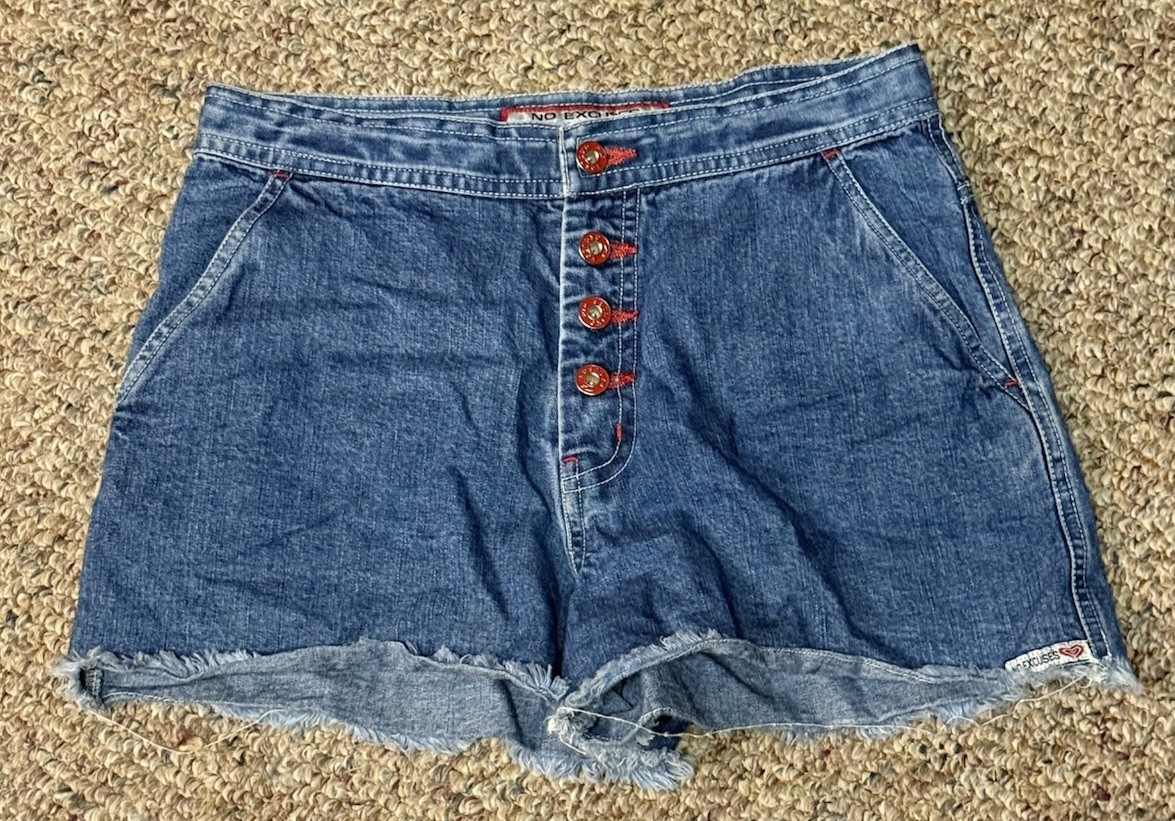 VINTAGE No Excuses Shorts Adult Size 7/8 Blue Casual Women’s Y2K