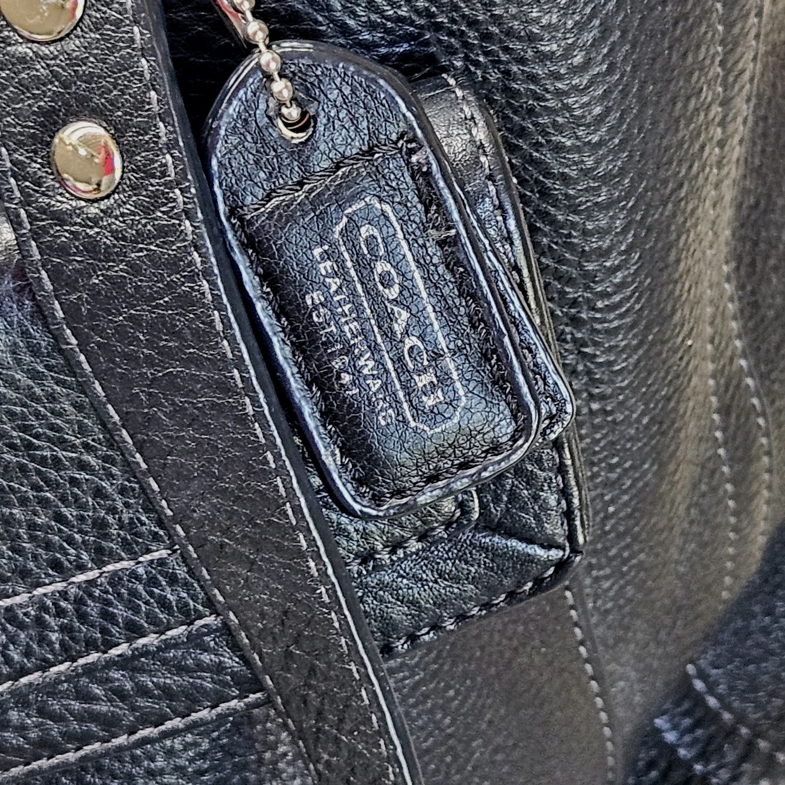 COACH Penelope Shoulder Bag Black Pebbled Leather F19264 Front Turn-Lock Tote