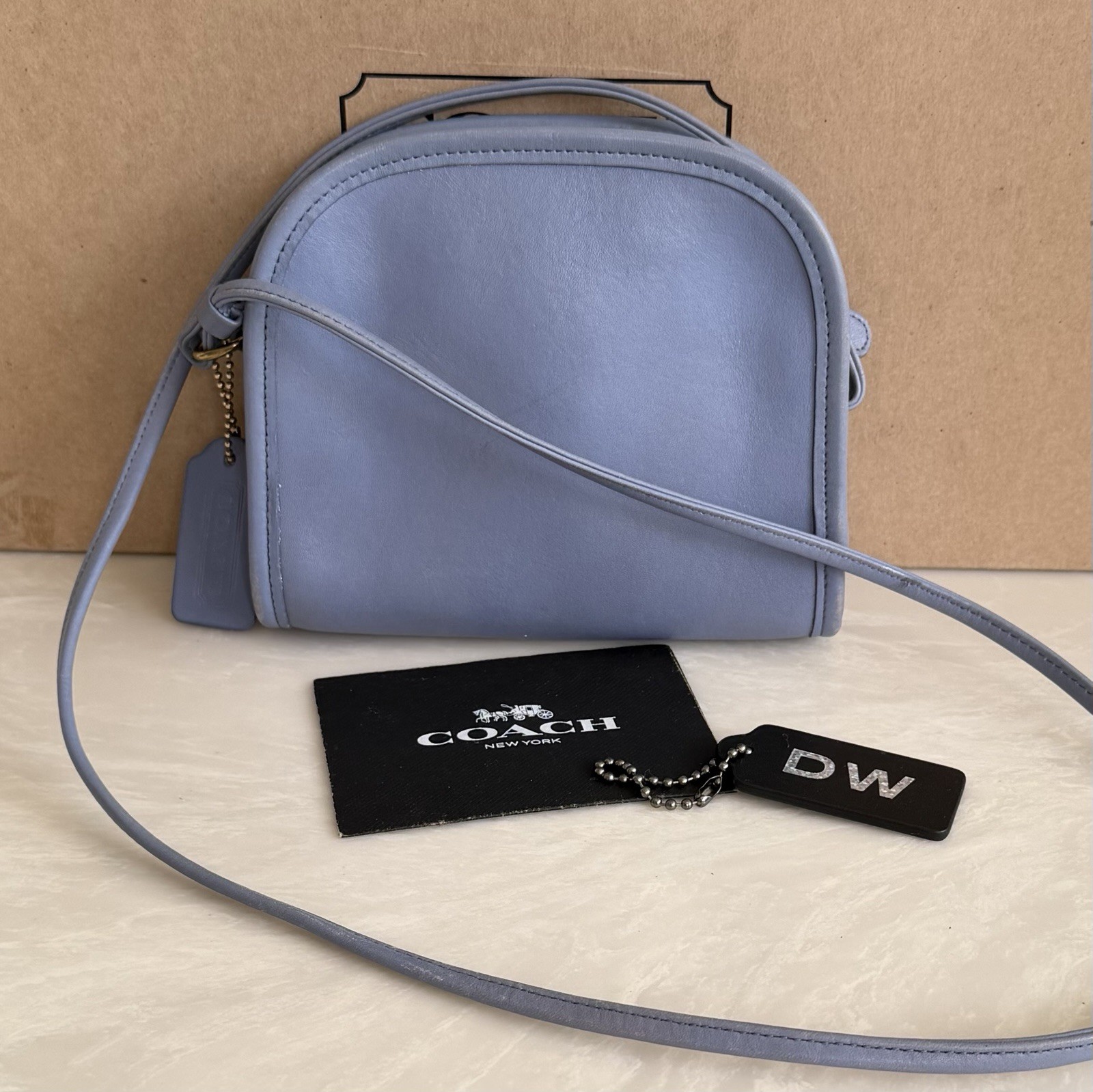 COACH VINTAGE PERIWINKLE BLUE ABBIE ZIP CROSSBODY BAG USA 9017 90’S