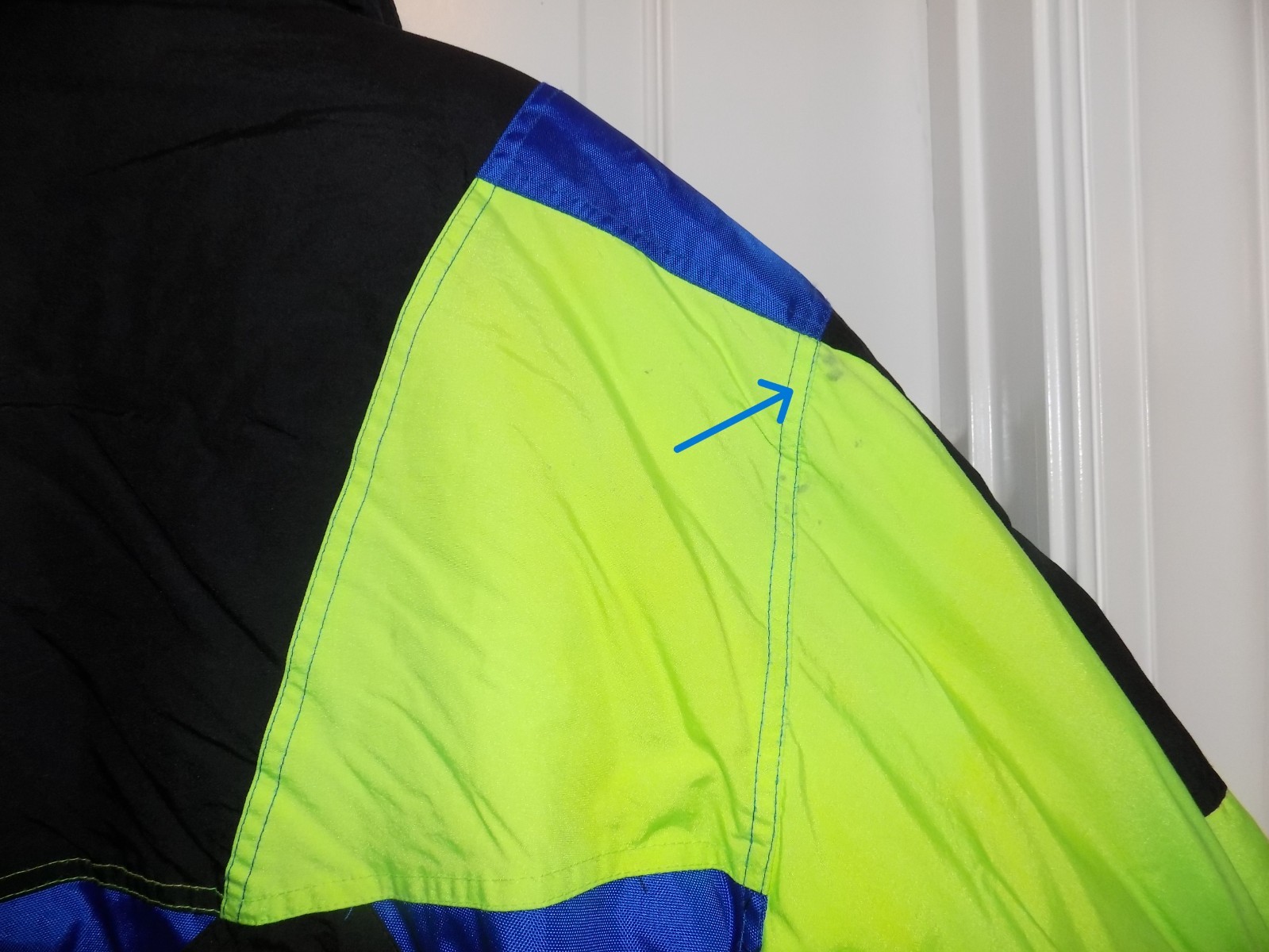 Vintage FERA Skiwear Snowboard Jacket Mens M/L 42 Black Neon Green Blue 80s 90s