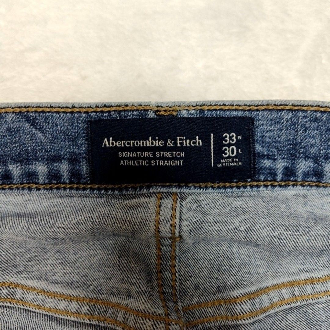 Abercrombie & Fitch Jeans Mens 33×30 Blue Athletic Straight Light Wash Stretch
