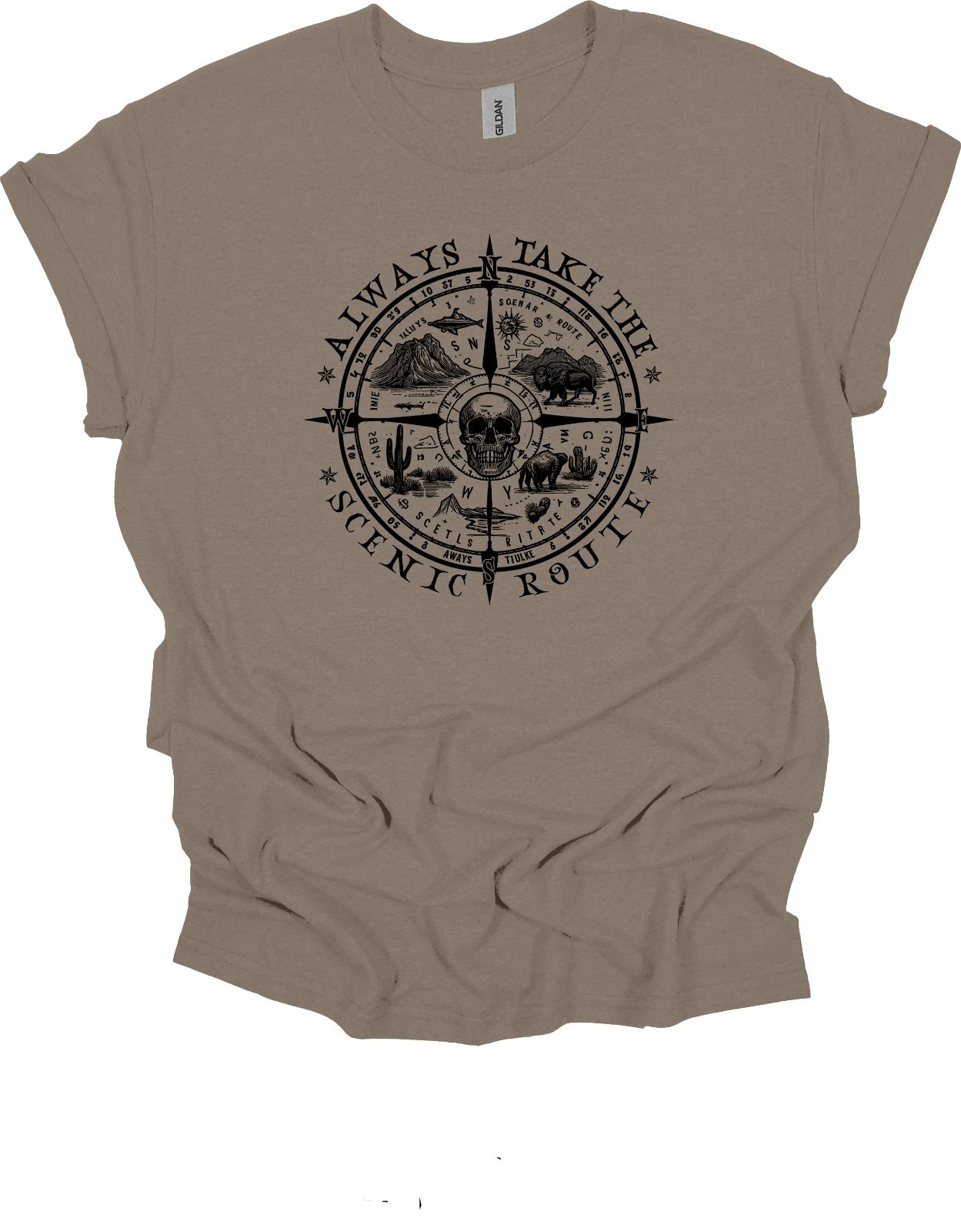Always Take Scenic Route Compass T shirt Tshirt Graphic T’s Colors Available