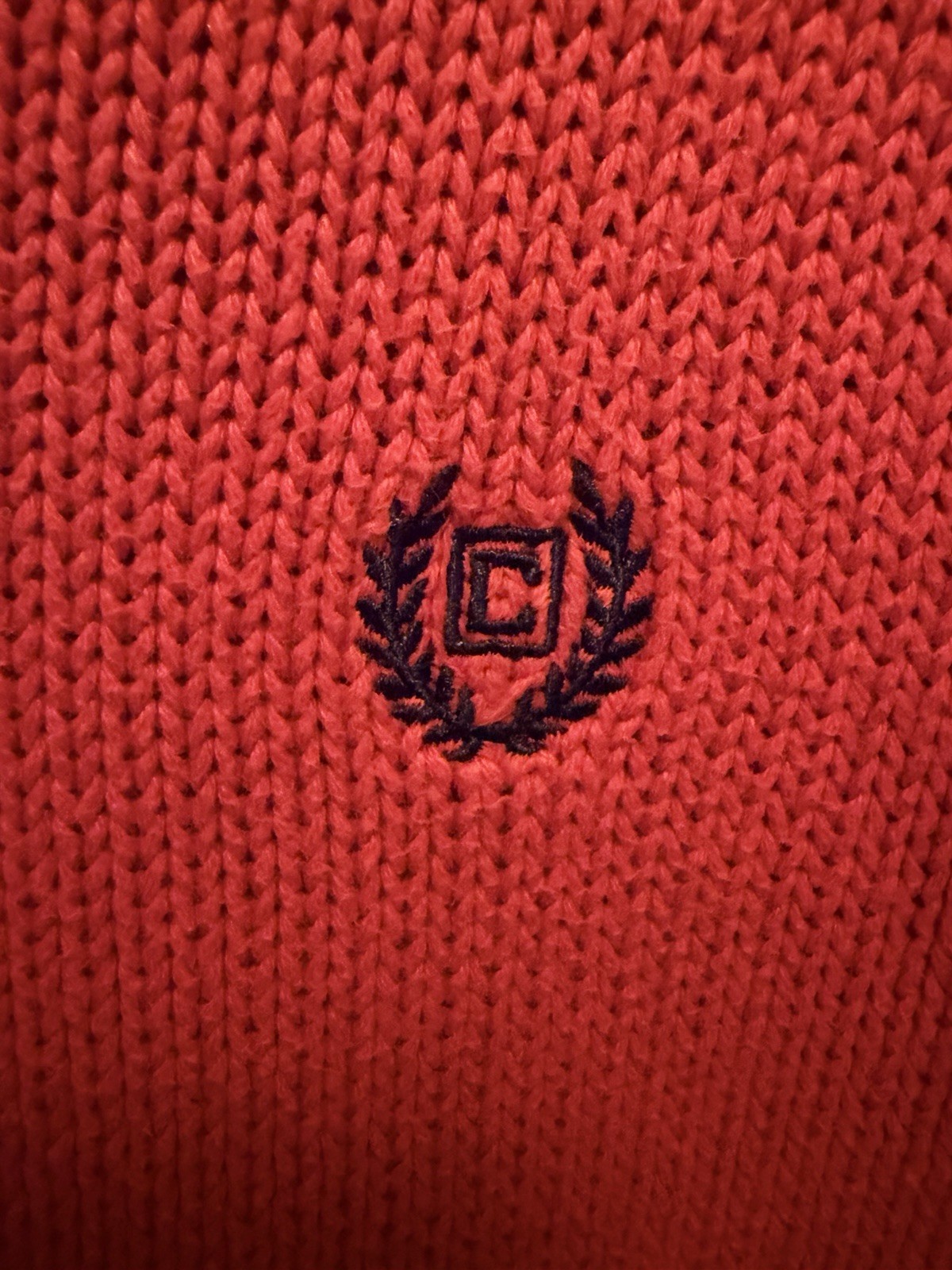 Chaps Men’s M Red Solid Cotton Knit 1/4 Zip Mock Neck Pullover Sweater