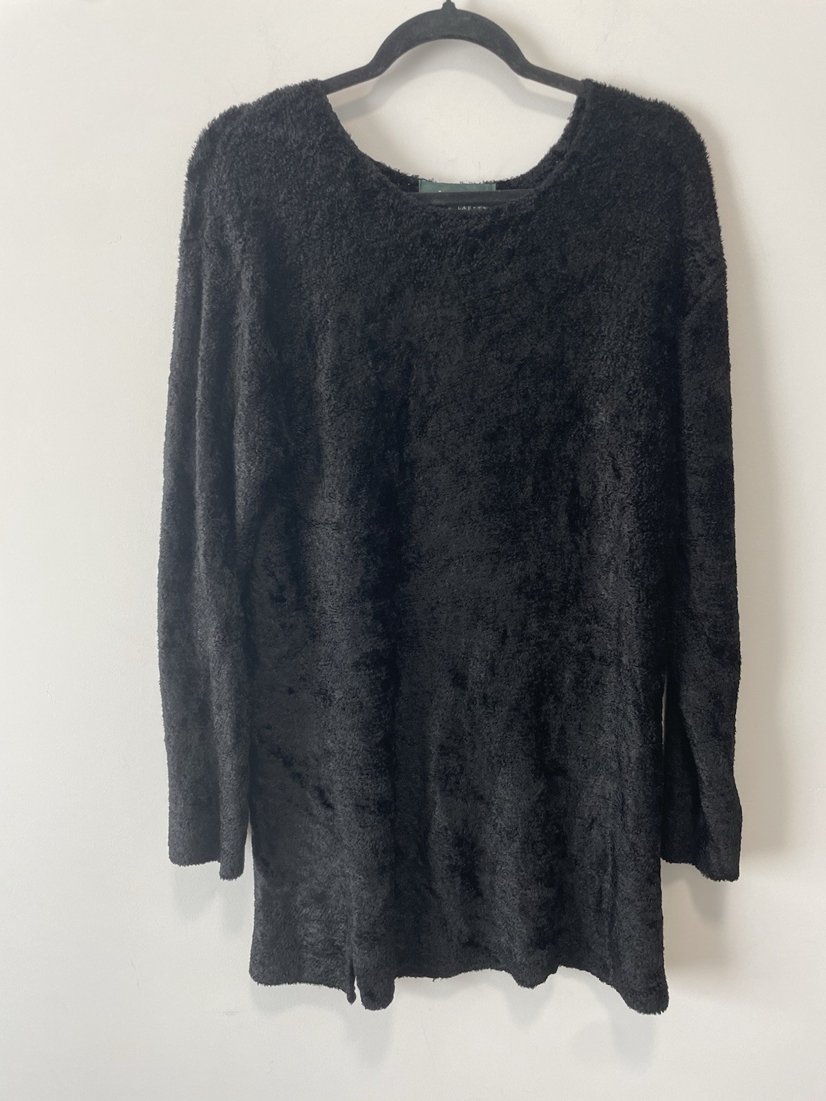 Ralph Lauren Black Chenille Women’s Sweater Large 90s Soft Comfortable Long Line