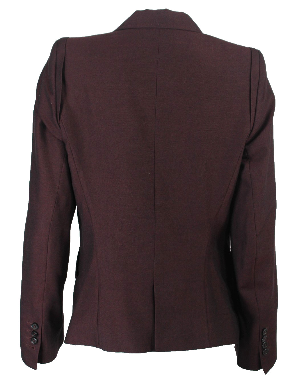 ANN DEMEULEMEESTER Bordeaux Red Wool-Silk Woven Blazer Jacket 40