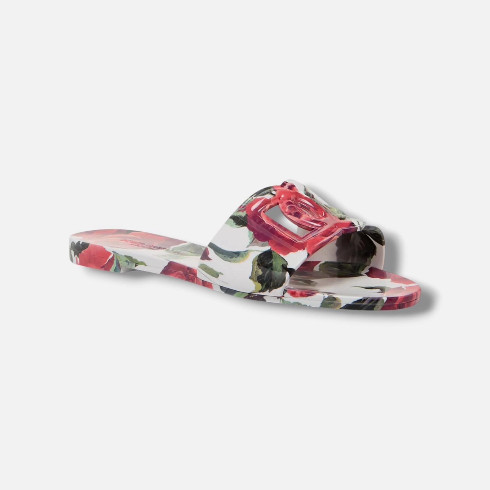 Dolce&Gabbana Women’s Red Floral Logo Pool Slide Sandals Shoes Size EU:37 US:7