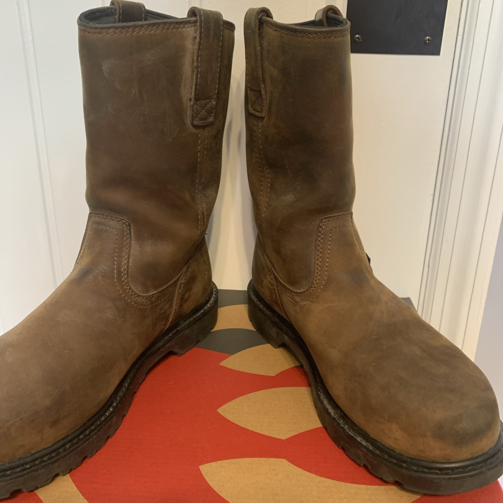 Wolverine Wellington W04727 Men’s Brown Leather Work Boots Size 8m Steel Toe