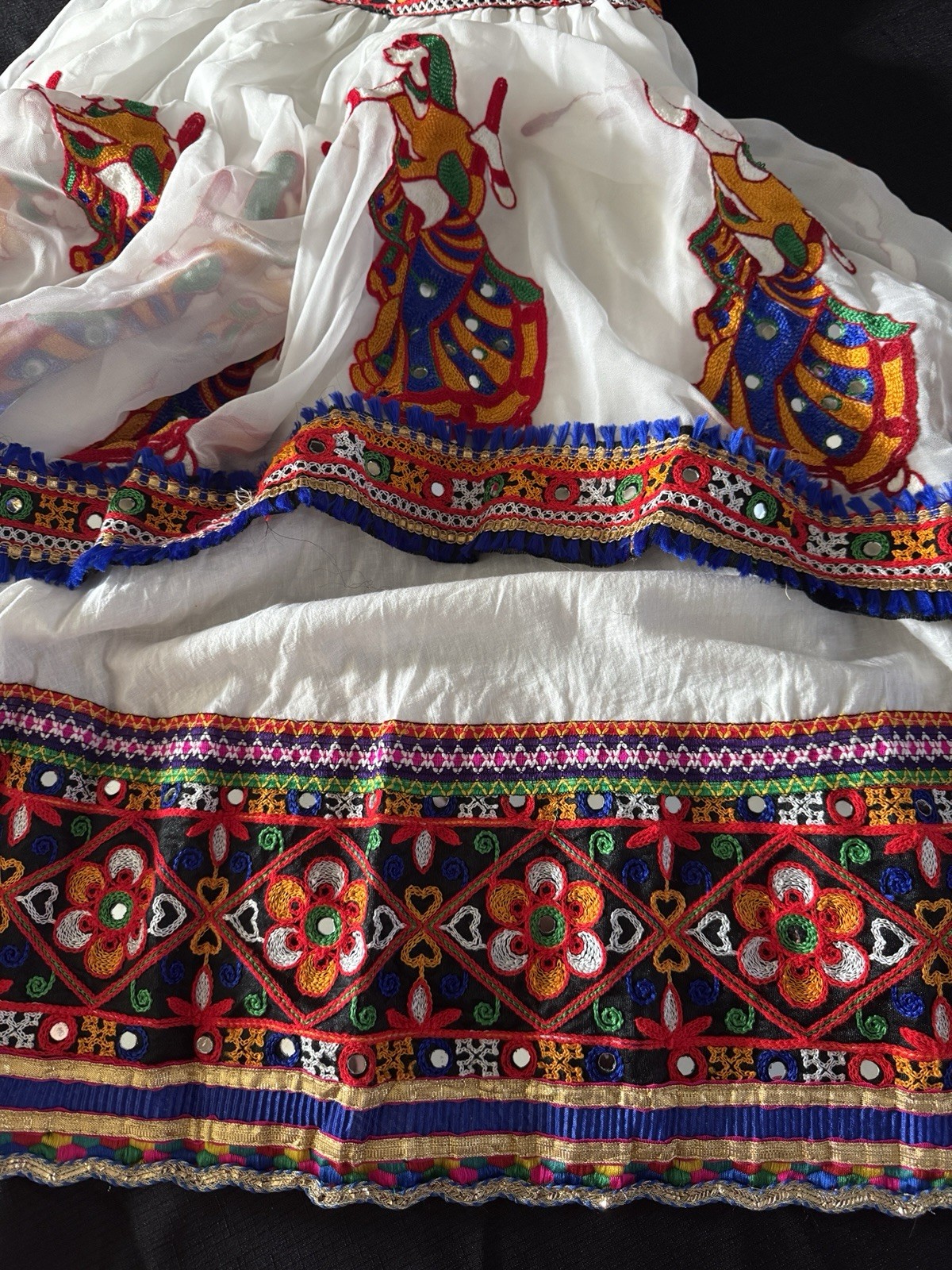 Embroidered Skirt White With Multi Colored Embroidery Mirror Navratil Celebrates