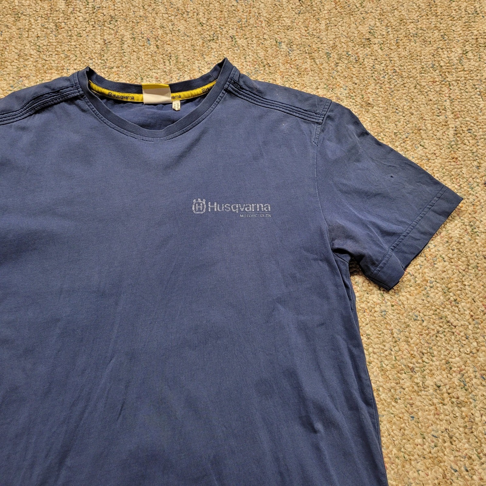 Husqvarna Motorcycles Shirt Mens Medium Blue Graphic Tee Distressed Moto Biker