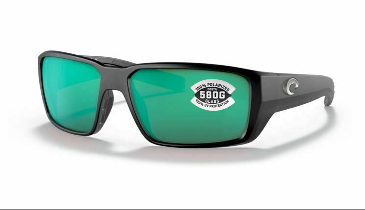 Costa Del Mar Fantail PRO Matte Black / Green Mirror POLARIZED Glass 580G – NEW