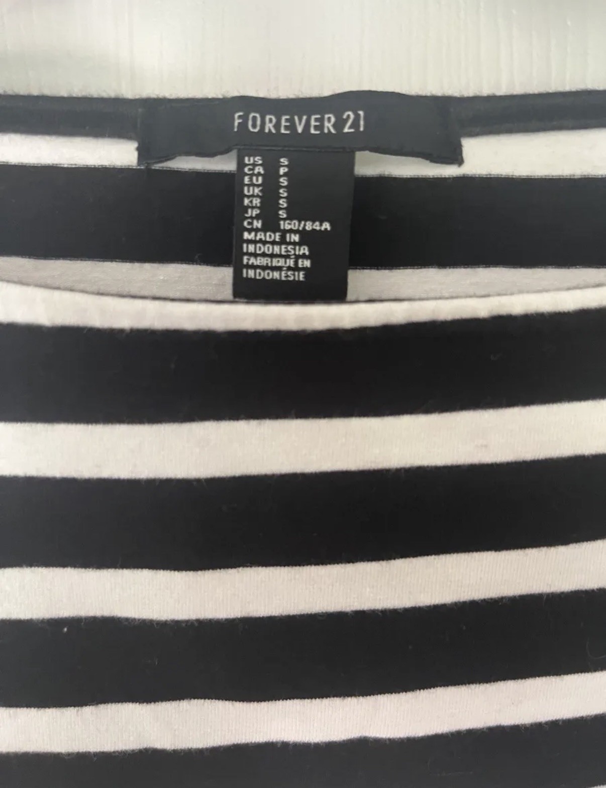 Forever 21 Black White Striped Boat Neck Long Sleeve Bodycon Short Dress S