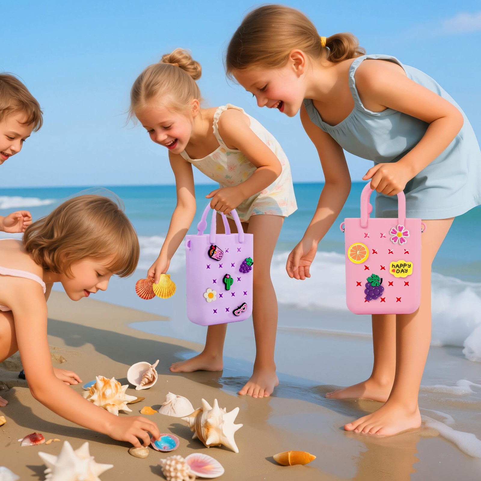 Mini Rubber Tote Bag, EVA Waterproof Beach Tote for Little Girls And Woman, S…