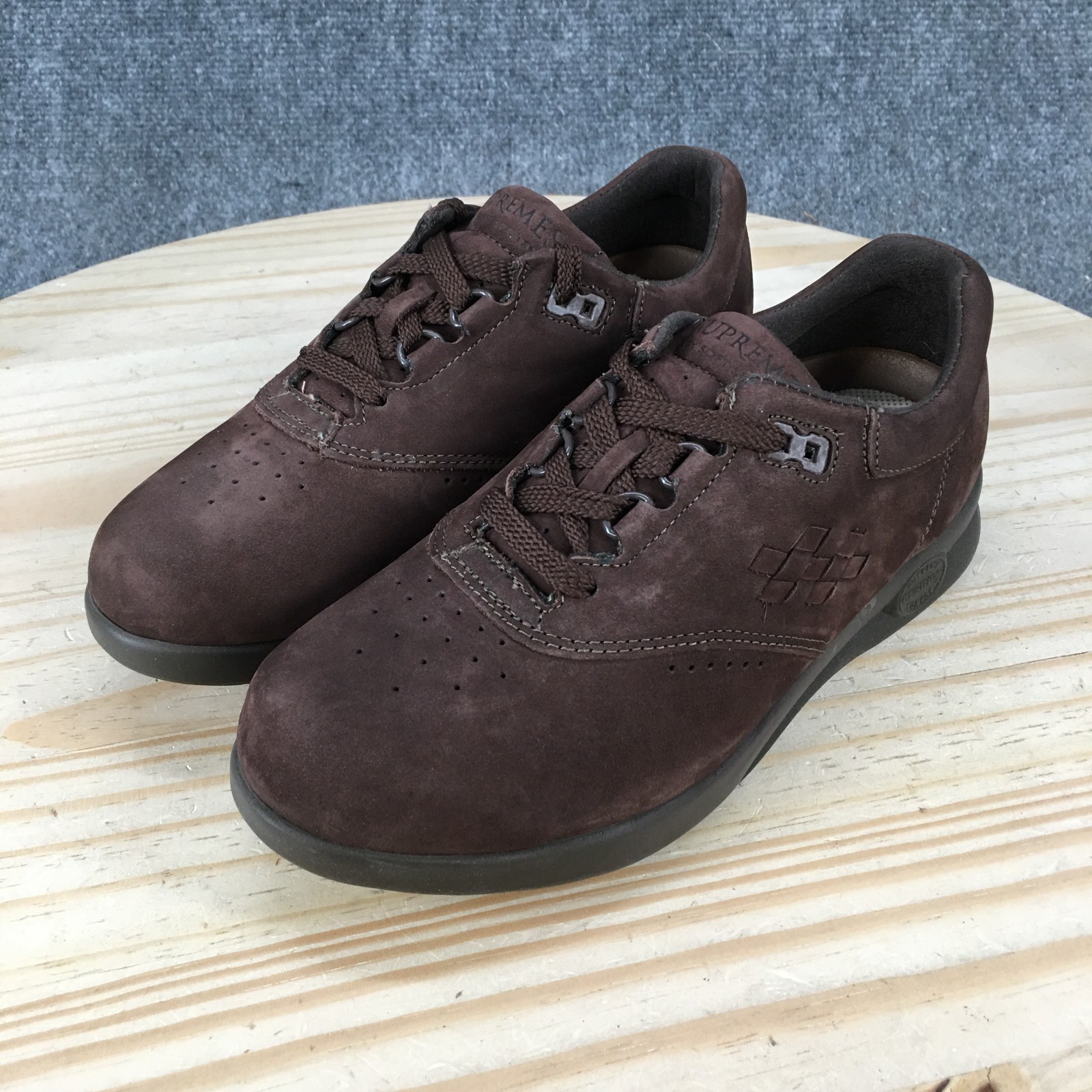 Supremes by Softspots Shoes Womens 7W Comfort Walking Sneakers Brown Leather NEW