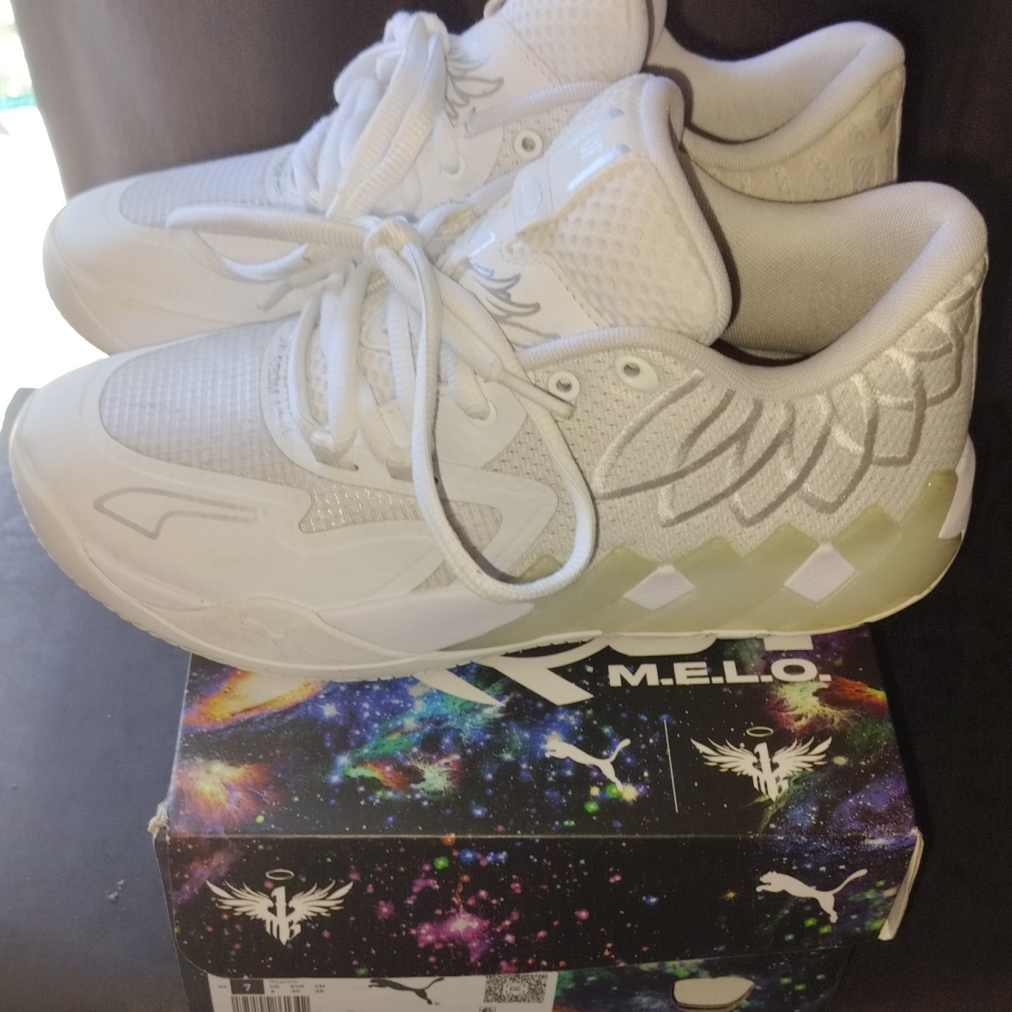 PUMA MB.01 LaMelo Ball Mid Top Lace Up Sneakers White/Silver 377368-04