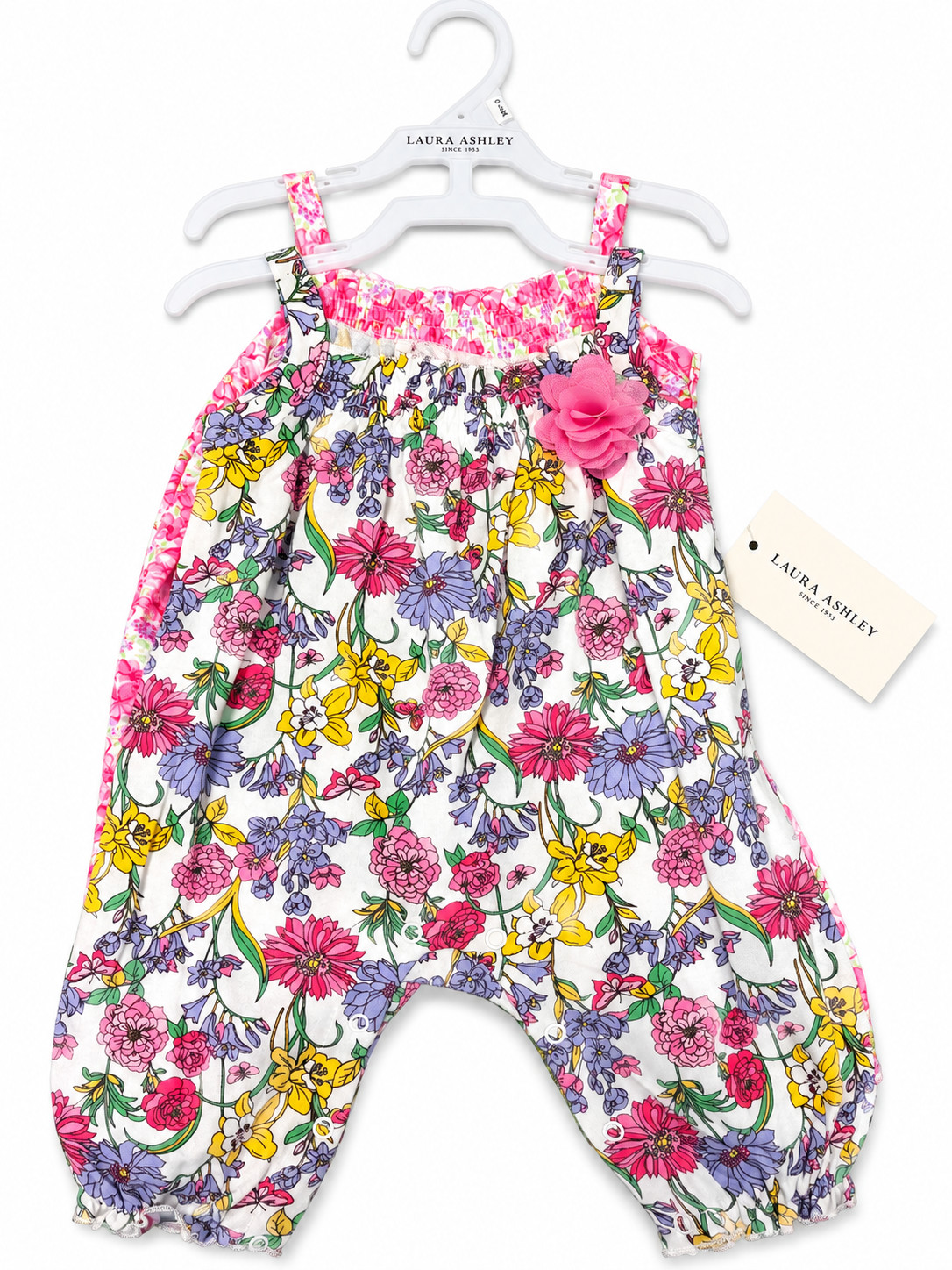 Laura Ashley Baby 2 Romper Bundle Floral Pink Sleeveless 0-3M