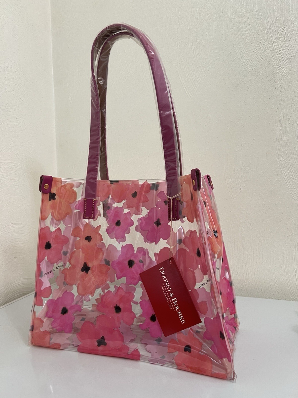 DOONEY & BOURKE MEDIUM SHOPPER TOTE HANDBAG PVC CLEAR Transparent Bloom Floral