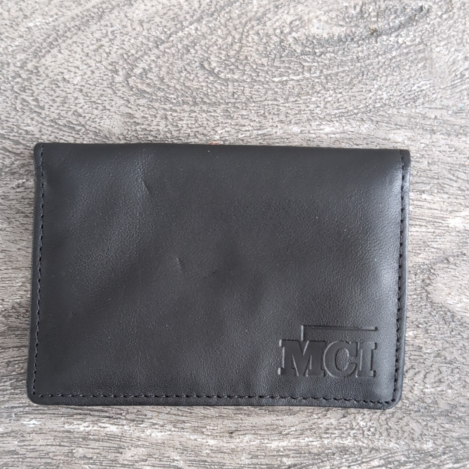 MCI Men’s Black Leather Solid Bi-Fold ID & Badge Holder Wallet