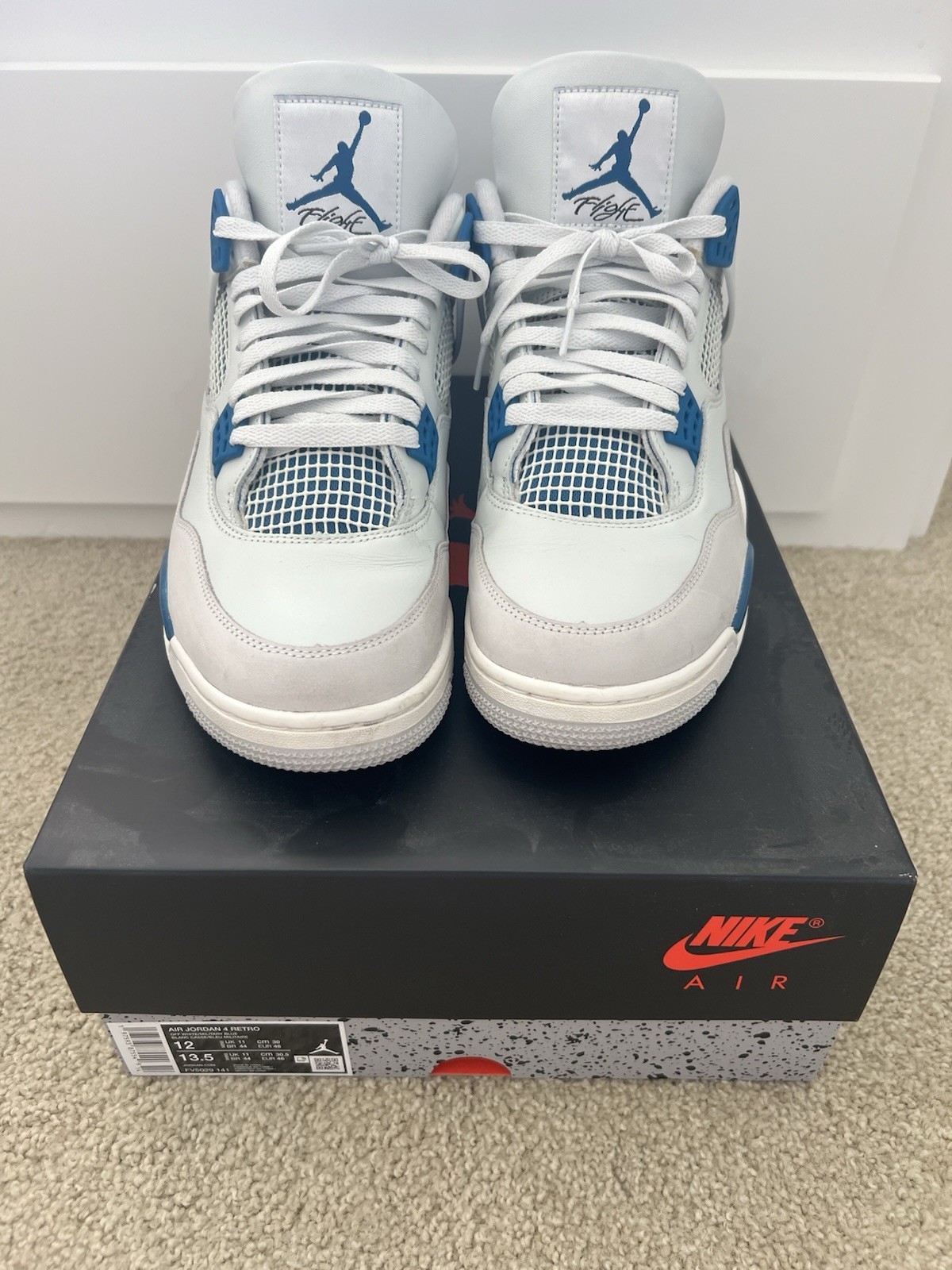 Air Jordan 4 Retro Military Blue 2024 White Industrial Grey FV5029-141 Size 12